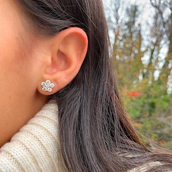 Diamond Cluster Flower Studs