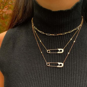 Diamond Safety Pin Necklace